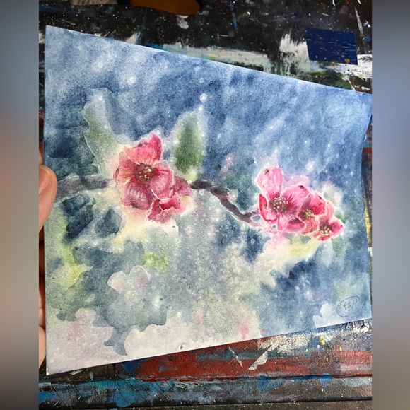 Dogwood blossoms watercolor painting original NEW art home decor artwork floral - Picture 5 of 6